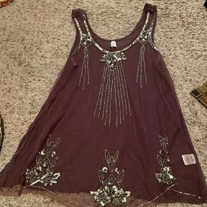 Purple detailed tank top-Large